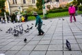 Pigeons flaying above Plaza Murillo in La Paz, Bolivia