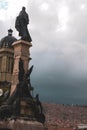 Pigeons flying above Plaza Murillo in Bolivia