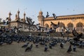 Pigeons in front of Mecca Masjid, a famous monument in Hyderabad, India.