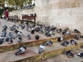 Pigeons in London by Marble Arch underground station Royalty Free Stock Photo