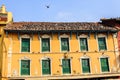 Pigeons on the roof of building near the Boudhanath stupa. Kathmandu, Nepal Royalty Free Stock Photo