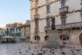 Pigeons and a statue in Split
