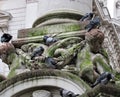 Pigeons on the statue of St. Paul at Saint Paul`s Cathedral Royalty Free Stock Photo