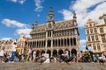 Pigeons and tourists on the Grand-Place of Brussels. Photography taken in Belgium Royalty Free Stock Photo