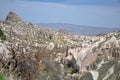 Pigeons Valley and Uchisar in Nevsehir City, Cappadocia, Turkey Royalty Free Stock Photo