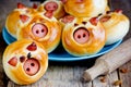 Piggies buns stuffed with sausage