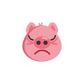 Piggy annoyed face emoticon flat icon