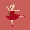 piggy ballerina in a red dress Royalty Free Stock Photo