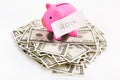 Piggy bank 401K and dollar Royalty Free Stock Photo