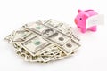 Piggy bank 401K and dollar Royalty Free Stock Photo