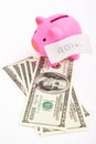 Piggy bank 401K and dollar Royalty Free Stock Photo