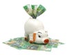 Piggy Bank with Aussie Money Royalty Free Stock Photo