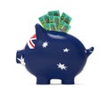 Piggy Bank with Australian Dollar Royalty Free Stock Photo