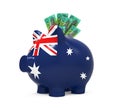 Piggy Bank with Australian Dollar Royalty Free Stock Photo