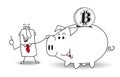 Piggy bank and bitcoin Royalty Free Stock Photo