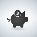 Piggy bank, bitcoin icon. Crypto currency saved, moniy security concept for web design, banner, mobile app. Payment Cryptocurrency Royalty Free Stock Photo