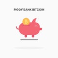 Piggy bank bitcoin icon flat. Royalty Free Stock Photo