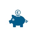 Piggy Bank Blue Icon On White Background. Blue Flat Style Vector Illustration Royalty Free Stock Photo