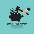 Piggy Bank Breaking By Hammer Black Symbol Vector