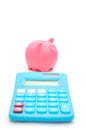 Piggy bank and calculator