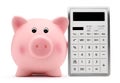 Piggy bank with calculator accounting concept and savings