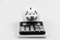 Piggy bank with calculator. Moneybox. bookkeeping. financial report. family budget management. business start up Royalty Free Stock Photo