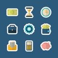 piggy bank calculator suitcase wallet money finance icons flat design