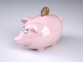 Piggy bank cartoon with china yuan coin Royalty Free Stock Photo