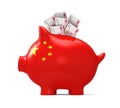 Piggy Bank with Chinese Yuan Royalty Free Stock Photo