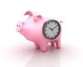 Piggy Bank with Clock Royalty Free Stock Photo