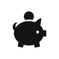 Piggy bank with coin black icon, accumulation money symbol