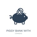 piggy bank with coin icon in trendy design style. piggy bank with coin icon isolated on white background. piggy bank with coin Royalty Free Stock Photo