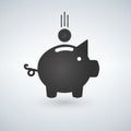 Piggy bank with coin illustration. Icon saving or accumulation of money, investment. Icon piggy bank in a flat style, isola Royalty Free Stock Photo