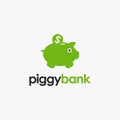 Piggy bank and coin logo vector, Piggy bank logo icon vector template