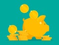 Piggy bank with coin. Money saving, economy, investment, banking or business services concept. Vector illustration Royalty Free Stock Photo