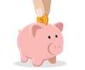 Piggy bank with coin vector illustration. Saving, investing and accumulation money. Pig in a flat style Royalty Free Stock Photo