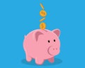 Piggy bank with coin vector illustration. Saving, investing and accumulation money. Pig in a flat style Royalty Free Stock Photo