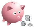 Piggy bank coins Royalty Free Stock Photo