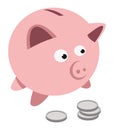 Piggy bank coins Royalty Free Stock Photo