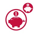 Piggy bank, coins cash money savings theme vector simple single