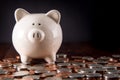 Piggy Bank & Coins Royalty Free Stock Photo
