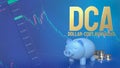 The piggy bank and coins for dca or Dollar Cost Averaging on business background 3d rendering