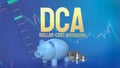 The piggy bank and coins for dca or Dollar Cost Averaging on business background 3d rendering
