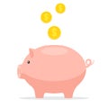 Piggy Bank with coins Royalty Free Stock Photo