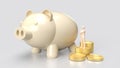 The piggy bank and coins for saving or business concept 3d rendering Royalty Free Stock Photo