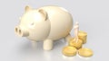 The piggy bank and coins for saving or business concept 3d rendering Royalty Free Stock Photo