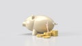 The piggy bank and coins for saving or business concept 3d rendering Royalty Free Stock Photo