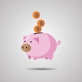 Piggy bank with coins vector illustration in flat style. The concept of saving or save money Royalty Free Stock Photo