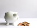 Piggy bank. White ceramic moneybox Royalty Free Stock Photo