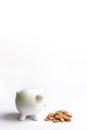 Piggy bank. White ceramic moneybox Royalty Free Stock Photo